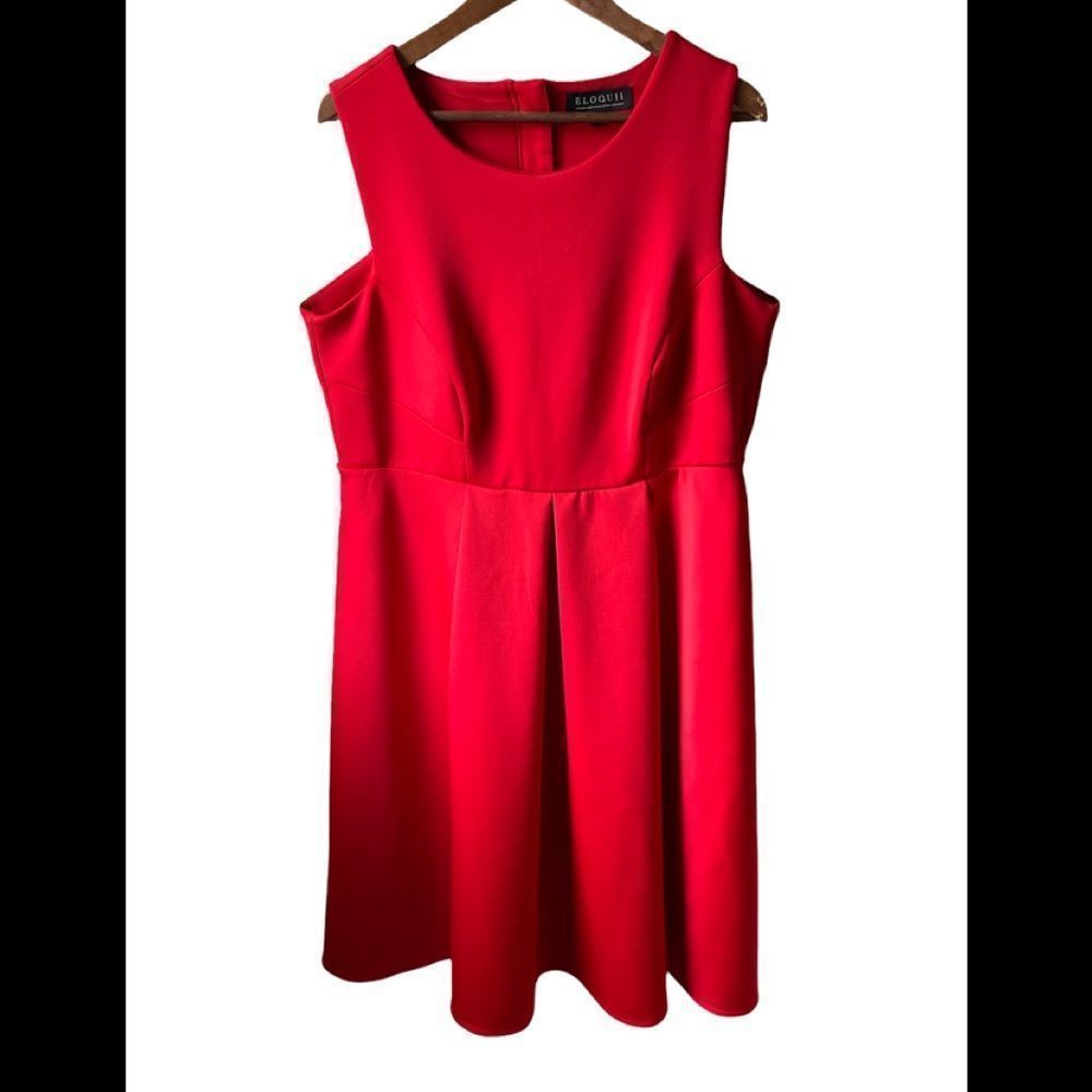 𝅺Eloquii red, sleeveless, scoop neck, fit and flair dress in size 14